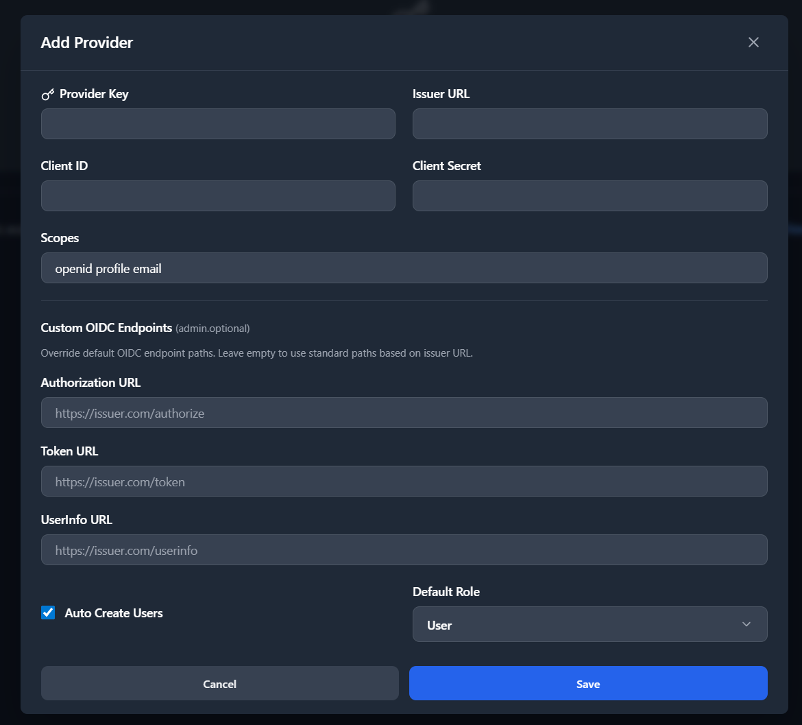 Admin OIDC Provider Modal